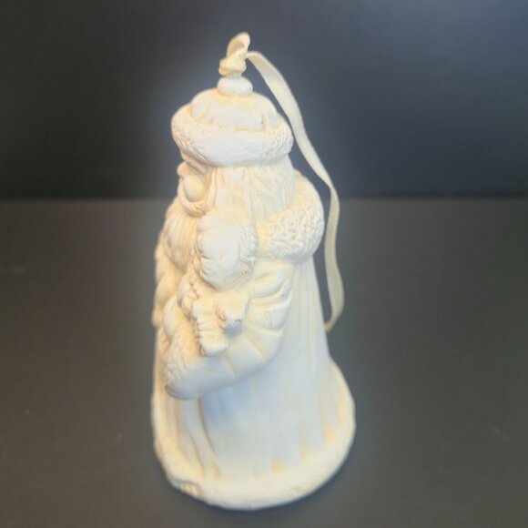 Vintage Old World Santa Bell Christmas Ornament White moving feet St Nick figure - Picture 7 of 12